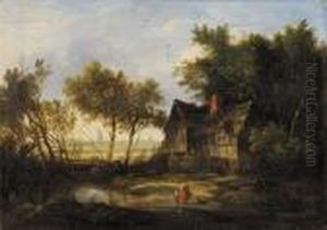 Lot Of Two Village Scenes With Figures by Patrick, Peter Nasmyth