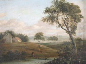 Landscape With A Figure Near A Stream And Cottage by Patrick, Peter Nasmyth