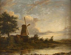 Windmill On A Riverbank by Patrick, Peter Nasmyth