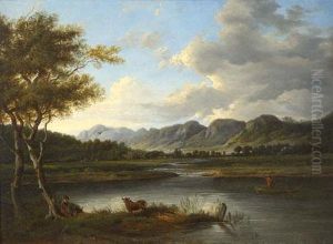 A River Landscape With Ferryman by Patrick, Peter Nasmyth