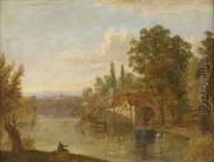 A Wooded River Landscape With Watermill by Patrick, Peter Nasmyth
