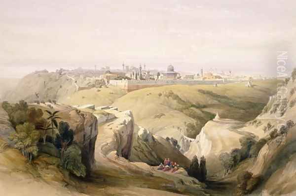 Jerusalem from the Mount of Olives, April 8th 1839, plate 6 from Volume I of The Holy Land engraved by Louis Haghe 1806-85 pub. 1842 - view 1