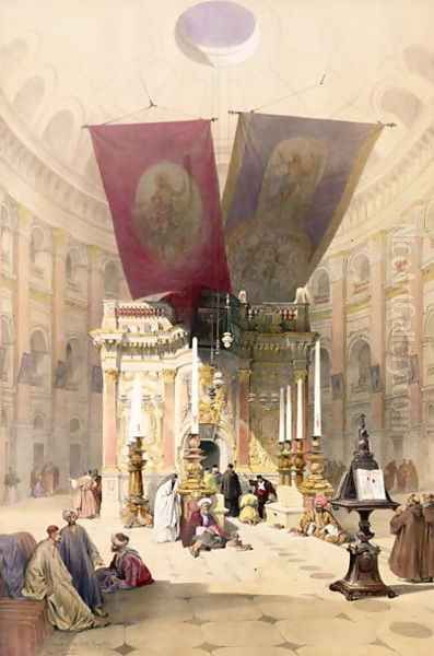 Shrine of the Holy Sepulchre, April 10th 1839, plate 14 from Volume I of The Holy Land, engraved by Louis Haghe 1806-85 pub. 1842 - view 1