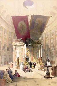 Shrine of the Holy Sepulchre, April 10th 1839, plate 14 from Volume I of The Holy Land, engraved by Louis Haghe 1806-85 pub. 1842