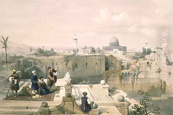 Mosque of Omar showing the Site of the Temple, plate 8 from Volume I of The Holy Land, engraved by Louis Haghe 1806-85 pub. 1842 - view 1