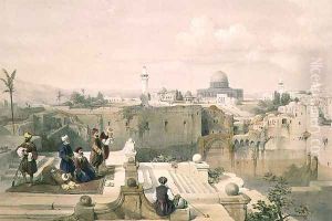 Mosque of Omar showing the Site of the Temple, plate 8 from Volume I of The Holy Land, engraved by Louis Haghe 1806-85 pub. 1842 by David Roberts