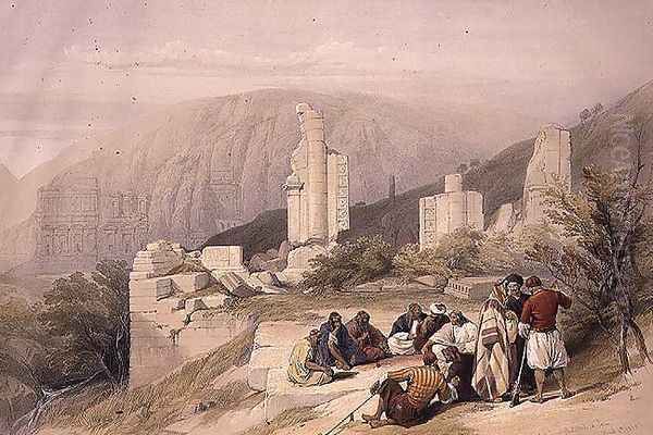 Remains of a Triumphal Arch at Petra, March 8th 1839, plate 100 from Volume III of The Holy Land, engraved by Louis Haghe 1806-85 pub. 1849 - view 1