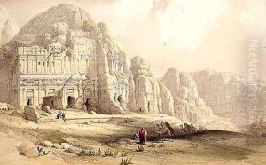 Petra, March 8th 1839, plate 96 from Volume III of The Holy Land, engraved by Louis Haghe 1806-85 pub. 1849
