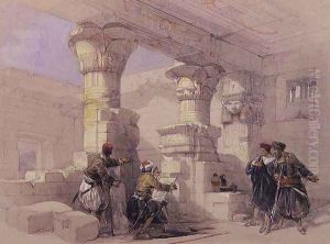 View from under the Portico of Dayr E Medeeneh, Thebes by David Roberts