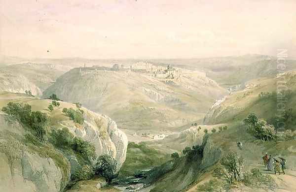 Jerusalem from the South, April 12th 1839, plate 10 from Volume I of The Holy Land, engraved by Louis Haghe 1806-85 pub. 1842 - view 1