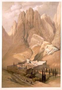 Convent of St. Catherine with Mount Horeb, February 19th 1839, plate 118 from Volume III of The Holy Land, engraved by Louis Haghe 1806-85 pub. 1849