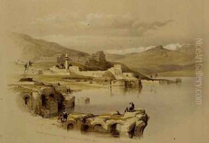 Tiberias from the Walls, Saffet in the Distance, April 22nd 1839, plate 37 from Volume I of The Holy Land, engraved by Louis Haghe 1806-85 pub. 1842 by David Roberts