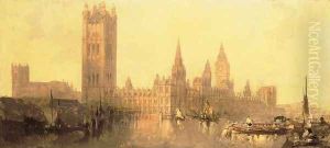 Westminster- Houses of Parliament, c.1860 by David Roberts