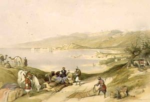 Sidon looking towards Lebanon, plate 75 from Volume II of The Holy Land, engraved by Louis Haghe 1806-85 pub. 1843 by David Roberts