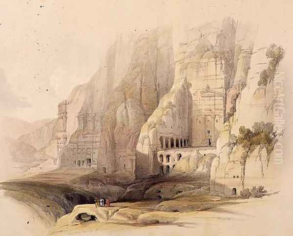 Excavated Mansions of Petra, March 7th 1839, plate 103 from Volume III of The Holy Land, engraved by Louis Haghe 1806-85 pub. 1849 - view 1
