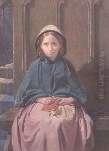 Portrait of a Girl Reading in a Church Pew, 1862 by David Roberts