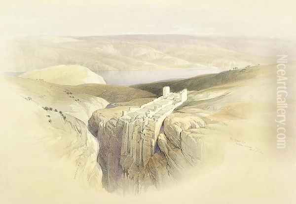 The Dead Sea looking towards Moab, April 4th 1839, plate 50 from Volume II of The Holy Land, engraved by Louis Haghe 1806-85 pub. 1843 - view 1