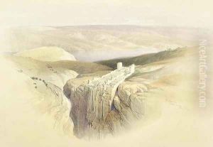 The Dead Sea looking towards Moab, April 4th 1839, plate 50 from Volume II of The Holy Land, engraved by Louis Haghe 1806-85 pub. 1843 by David Roberts
