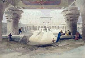 View from under the Portico of Temple of Edfou, Upper Egypt, plate 32 from Volume I of Egypt and Nubia, engraved by Louis Haghe 1806-85 pub. 1846 by David Roberts