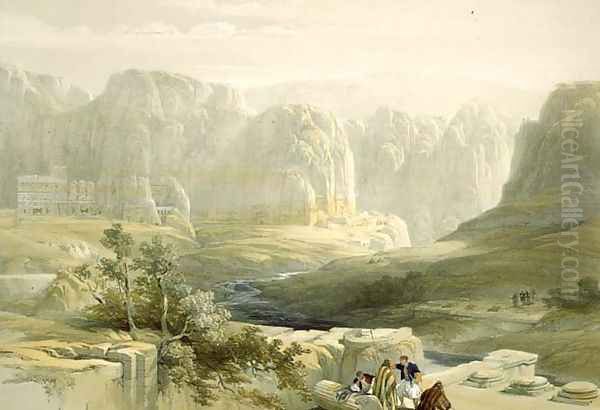 Petra looking South, March 9th 1839, plate 106 from Volume III of The Holy Land, engraved by Louis Haghe 1806-85 pub. 1849 - view 1