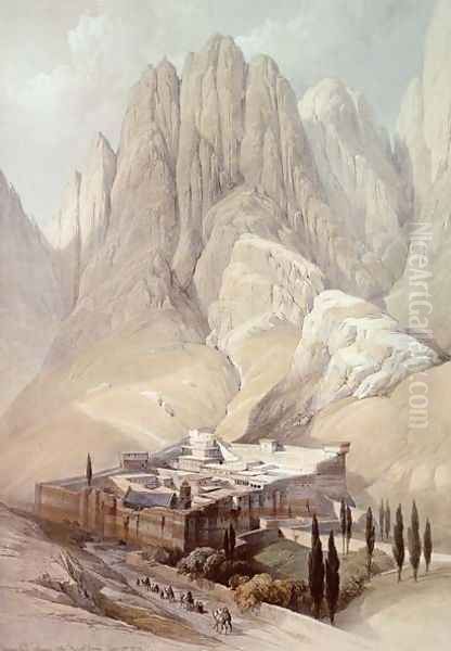 Convent of St.Catherine with Mount Horeb, February 19th 1839, plate 118 from Volume III of The Holy Land, engraved by Louis Haghe 1806-85 pub.1849 - view 1