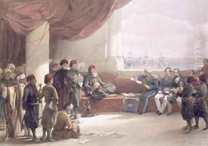 Interview with the Viceroy of Egypt at his palace at Alexandria, May 12th 1839, from Egypt and Nubia, Vol.3 by David Roberts