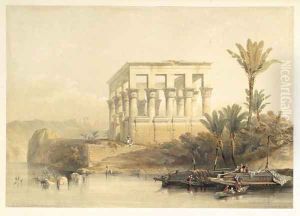 The Hypaethral Temple at Philae, called the Bed of Pharaoh, plate 65 from volume II of Egypt and Nubia, engraved by Louis Haghe 1806-85 pub. 1849 by David Roberts