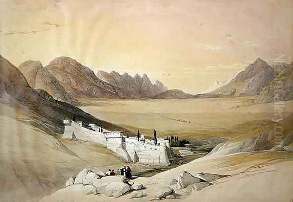 The Convent of St. Catherine, Mount Sinai, looking towards the Plain of the Encampment, February 21st 1839, plate 116 from Volume III of The Holy Land, engraved by Louis Haghe 1806-85 pub. 1849 - view 1