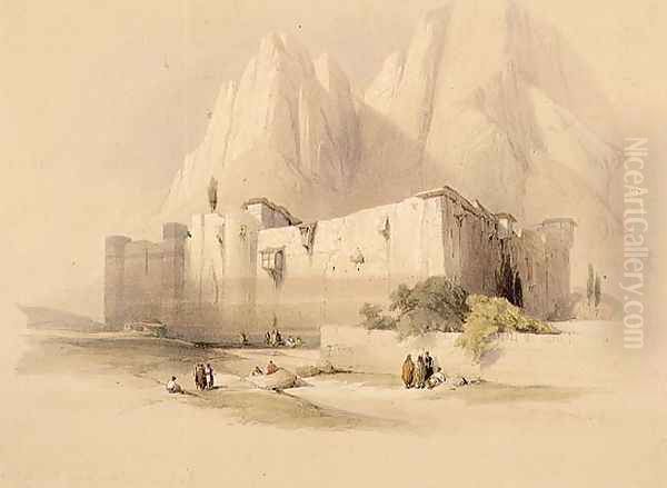 The Convent of St. Catherine, Mount Sinai, February 21st 1839, plate 109 from Volume III of The Holy Land, engraved by Louis Haghe 1806-85 pub. 1849 - view 1