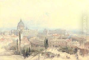 St Peter's from the Janiculum Hill, Rome, Italy by David Roberts