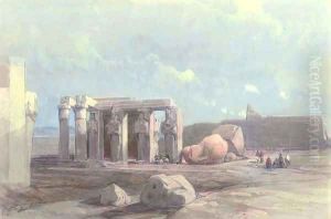 Fragments of a Colossal statue at the Memnonium, Thebes by David Roberts