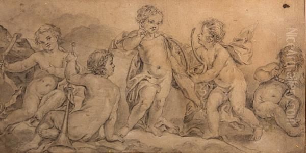 Putti With Musical Instruments - view 1