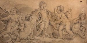 Putti With Musical Instruments by Charles Joseph Natoire