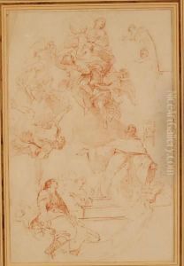 L'apparition De La Vierge Etl'enfant by Charles Joseph Natoire