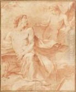Saint Jean L'evangeliste Inspire Par L'ange by Charles Joseph Natoire