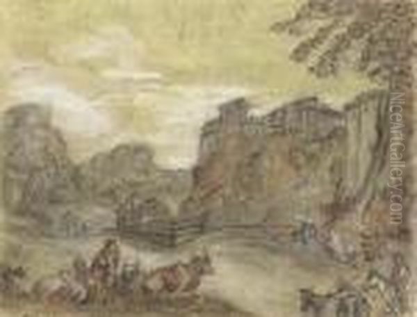 Landscape With Resting People, Sheperds And Travellers, Before Thewalls Of A City. - view 1