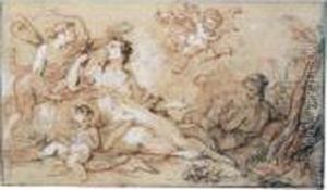 A Mythological Scene With Venus, Psyche And Cupid by Charles Joseph Natoire