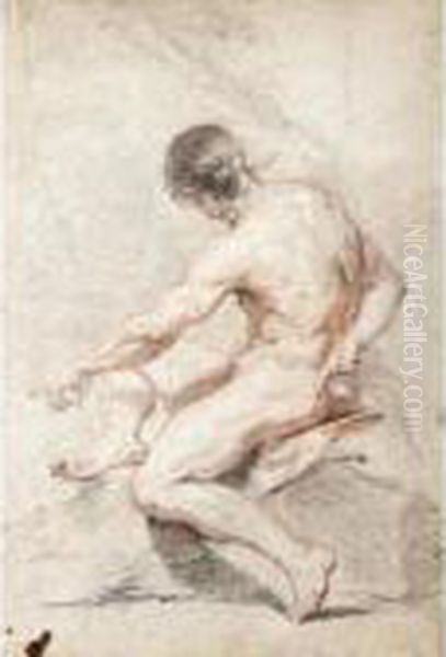 Seated Male Nude, Turned In Profile To The Left - view 1
