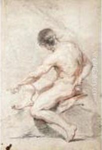 Seated Male Nude, Turned In Profile To The Left