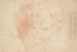 Deux Putti Regardant Vers La Droite by Charles Joseph Natoire