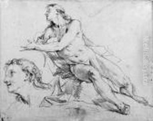 A Reclining Nude Gesturing In Profile To The Left, With Asubsidiary Study Of The Head thumbnail