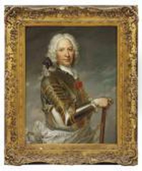 Portrait Of A Gentleman, 
Traditionally Identified As George Keith,10th Earl Marischal 
(1692-1778), Half-length, In Armour, A Baton Inhis Right Hand - view 1