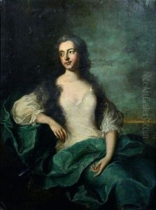 Portrait De Jeune Femme Assise Devant Un Bord De Mer by Jean-Marc Nattier