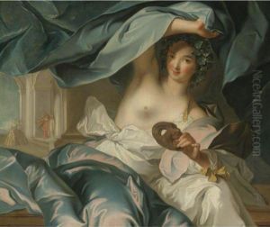 Portrait Of The Duchesse De Chteauroux As Thalia, Muse Ofcomedy by Jean-Marc Nattier