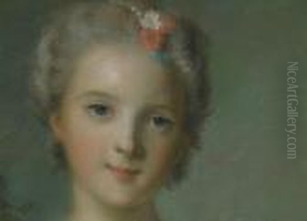 Portrait Der Madame Louise De 
France, Tochter Von Ludwig Xv. Von Frankreich
 Jugendliche Gestalt, Im Dreiviertelportrait Wiedergegeben, Vor 
Landschaftlichem Hintergrund. In Der Rechten Hand Einen Rosenstraus Und 
In Der Linken Eine Nelke Haltend. - view 1