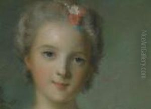 Portrait Der Madame Louise De 
France, Tochter Von Ludwig Xv. Von Frankreich
 Jugendliche Gestalt, Im Dreiviertelportrait Wiedergegeben, Vor 
Landschaftlichem Hintergrund. In Der Rechten Hand Einen Rosenstraus Und 
In Der Linken Eine Nelke Haltend.