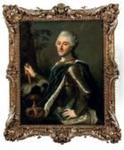 Portrait Of King Stanislas 
August Ii Poniatowski, Half-length, In Armour, His Crown Nearby