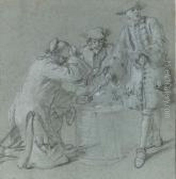 Three Soldiers Playing Cards - view 1
