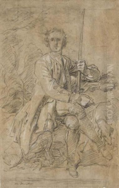 Portrait Of Jean-baptiste Le
Gobien, Seigneur De Saint-jouan, Holding A Gun, Seated, With Two Dogs - view 1