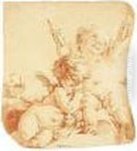 Portrait Of A Man, Believed To
Be Jean-baptiste Gresset, Half-length, Holding A Wine Bottle And Glass by Jean-Marc Nattier
